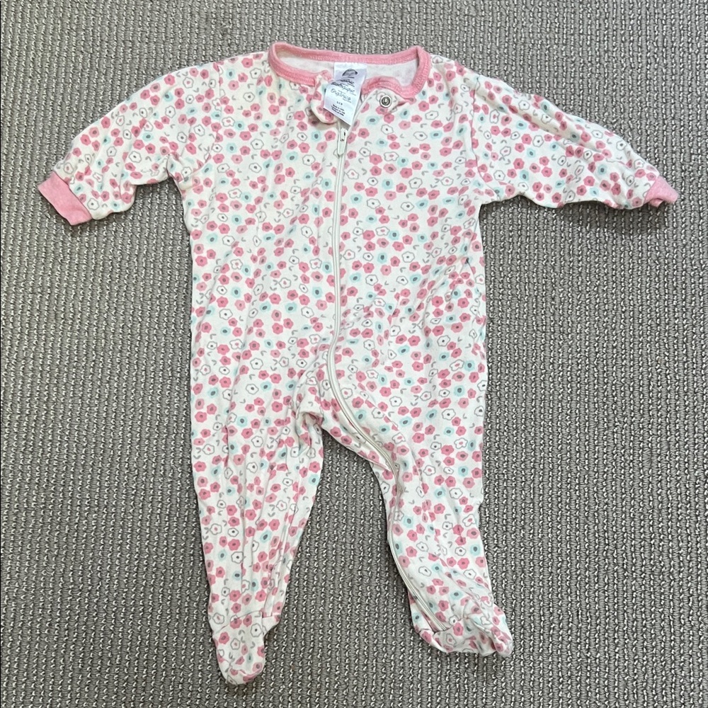 Gerber Pink and White Floral Footie